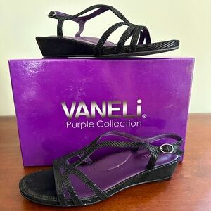 Vaneli Purple Collection Daffy Black Minili Sandals Size 9M